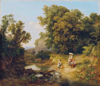 理想景观（意大利景观）`Ideale Landschaft (Italienische Landschaft) (1837) by Károly Markó