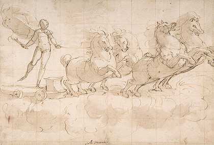阿波罗驾驶着旭日的战车`Apollo Driving the Chariot of the Rising Sun (1527–85) by Luca Cambiaso