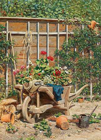 雨果·查理蒙的田园诗`A Garden Idyll by Hugo Charlemont