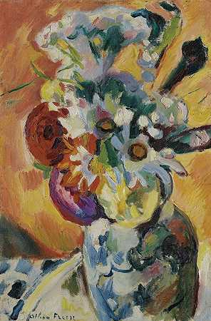 埃米尔·奥顿·弗里斯的花束`Bouquet De Fleurs (circa 1906) by Emile Othon Friesz