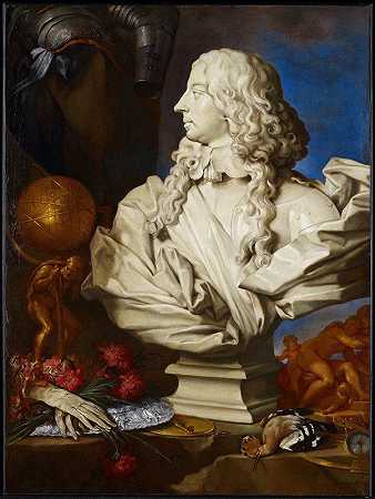 贝尼尼的寓言静物弗朗西斯一世的半身像弗朗西斯科·斯特林加的《埃斯特》`Allegorical Still Life with Berninis Bust of Francis I dEste (late 17th century~early 18th century) by Francesco Stringa