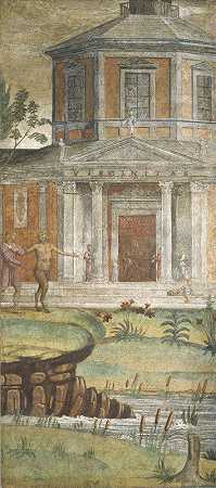戴安娜神庙的赛法勒斯和潘`Cephalus and Pan at the Temple of Diana (c. 1520~1522) by Bernardino Luini