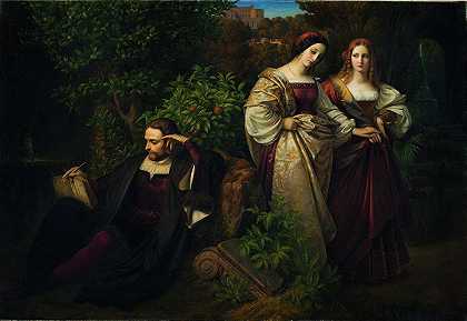 Torquato Tasso和两个Leonares`Torquato Tasso and the Two Leonores (1839) by Carl Ferdinand Sohn