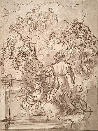 尼里圣菲利普的幻象`A Vision of St. Philip of Neri (late 17th century) by Carlo Maratti