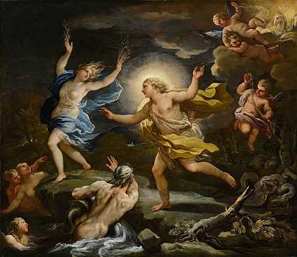 阿波罗和达芙妮`Apollo And Daphne by Luca Giordano