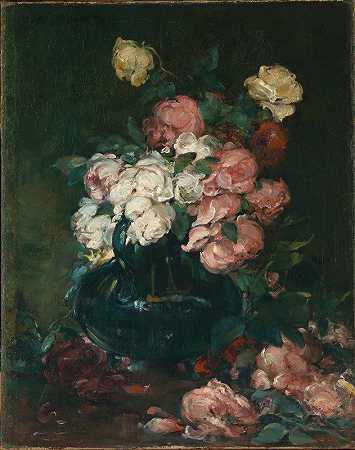 沃尔特·谢洛的玫瑰`Roses (before 1888) by Walter Shirlaw