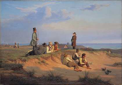 斯卡根的男人们在天气好的夏日夜晚`Mænd af Skagen en sommeraften i godt vejr (1848) by Martinus Rørbye