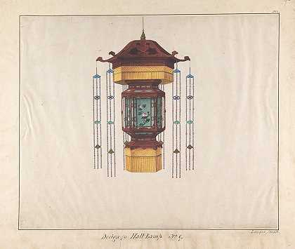 9号门厅灯的设计`Design for Hall Lamp No.9 (ca. 1845) by Lam Qua