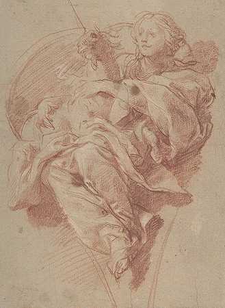 用独角兽象征纯洁`Allegorical Figure of Purity with a Unicorn (1650) by Baldassarre Franceschini