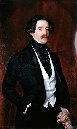 肖像d爱德华·凯拉德`Portrait dEdouard Caillard (1847) by Victor-Louis Mottez