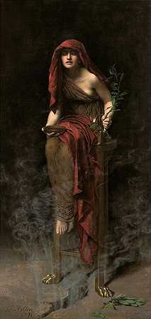 德尔菲女祭司`Priestess of Delphi (1891) by John Collier