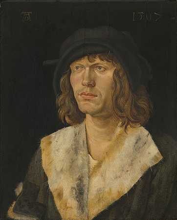 男人肖像`Portrait of a Man (c. 1507) by Hans Leonhard Schäufelein