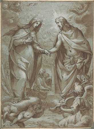基督接受圣母升天`Christ Receiving the Virgin into Heaven (1554–1627) by Giovanni Battista Paggi