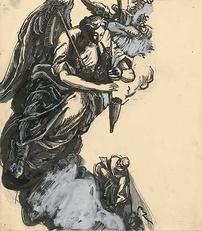 吹风笛的天使`Angel Playing Bagpipes (1940–1944) by Ján Novák