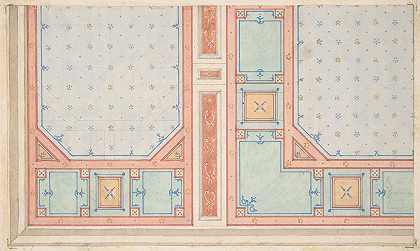 天花板设计`Design for a ceiling (19th Century) by Jules-Edmond-Charles Lachaise