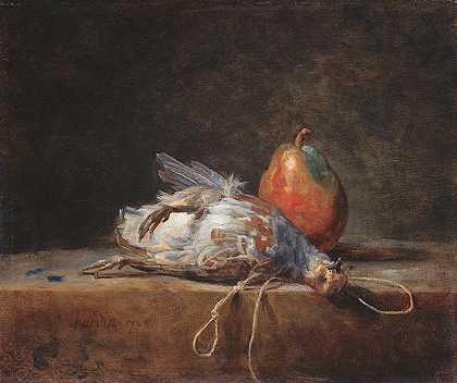 《鹧鸪与梨的静物》，让·巴蒂斯特·西梅·沙丁著`Still Life With Partridge And Pear (1748) by Jean-Baptiste-Siméon Chardin