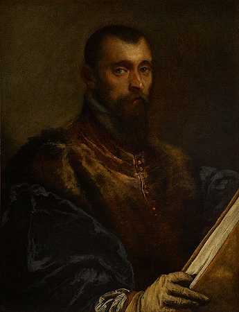 男人肖像`Portrait of a Man (1590~1600) by Leandro Bassano