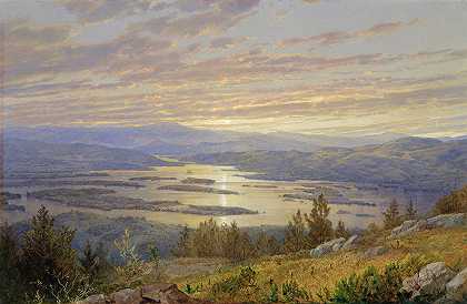 红山湖畔的斯阔姆湖`Lake Squam from Red Hill (1874) by William Trost Richards