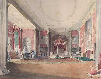 州卧房，斯托白金汉郡约瑟夫·纳什`The State Bed Chamber, Stowe Buckinghamshire (1838) by Joseph Nash