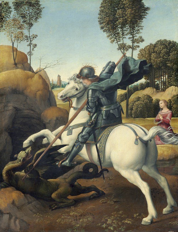 圣乔治与龙`Saint George and the Dragon (c. 1506) by Raphael