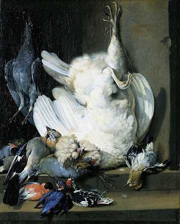 约翰·海因里希·罗斯的《死禽静物》`Still Life With Dead Poultry (1676) by Johann Heinrich Roos