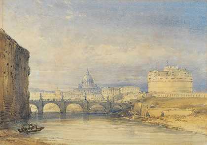 圣卡斯特尔安杰洛，罗马`Castel SantAngelo, Rome by William Callow