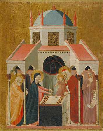 耶稣在圣殿的介绍`Presentation of Jesus at the Temple (circa 1330) by Master of the Cini Madonna
