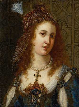 弗吉尼亚·德&肖像美第奇`Portrait Of Virginia de Medici by Jacopo Ligozzi