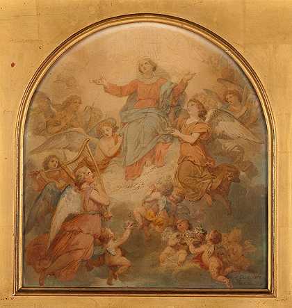 胜利的女子`La Vierge Triomphante (1857) by Nicolas Louis François Gosse