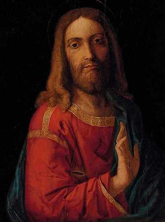 上帝保佑`Christ Blessing by Bartolomeo Montagna