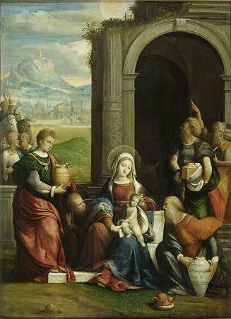东方三博士的崇拜`The Adoration of the Magi (c. 1530 ~ c. 1540) by Benvenuto Tisi