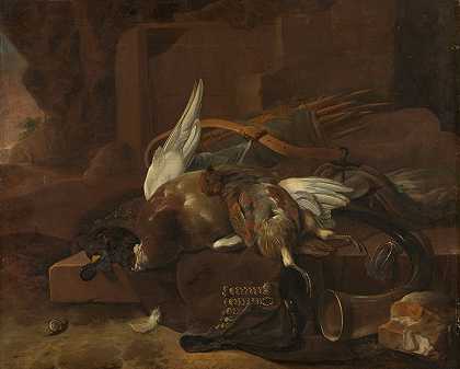 猎人Melchior d&设计的s包洪流计`A Hunters Bag (1660 ~ 1695) by Melchior d&;Hondecoeter