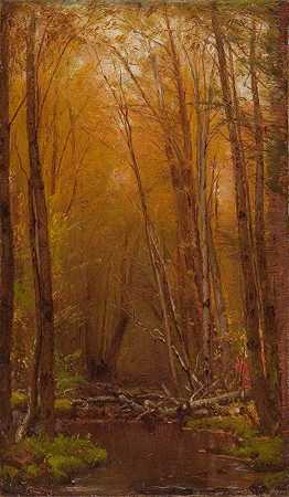 卡茨基尔的桦树`The Birches Of The Catskills (ca. 1875) by Worthington Whittredge