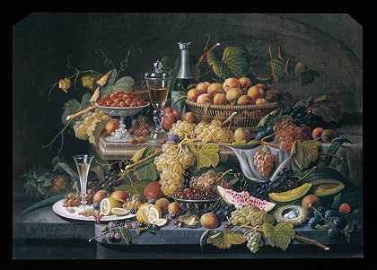 静物画，塞韦林·罗森的《水果》`Still Life, Fruit (1855) by Severin Roesen