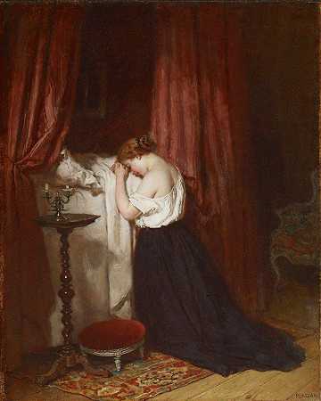 晚祷`Evening Prayer (1863~1864) by Antoine-Émile Plassan