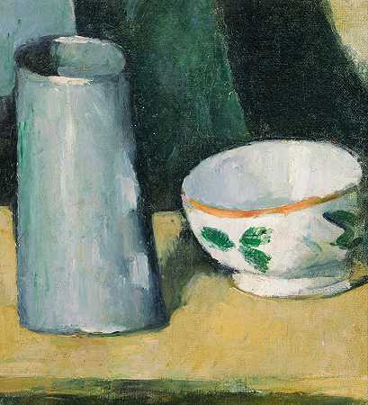 保罗·塞尚的碗和牛奶罐`Bowl and Milk~Jug (c.1873 ~ c.1877) by Paul Cézanne