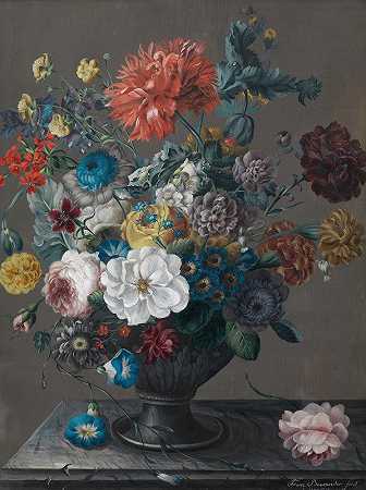 弗兰兹·鲍迈斯特的花卉作品`Blumenstück (1803) by Franz Baumeister