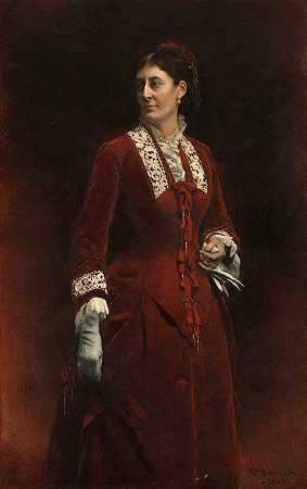 乔治·埃勒夫人肖像`Portrait de Madame Georges Erhler (1880) by Léon Bonnat