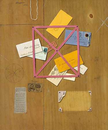 艺术家威廉·迈克尔·哈内特的信架`The Artists Letter Rack (1879) by William Michael Harnett