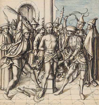 基督的鞭笞`The flagellation of Christ (1500) by Circle Of Hans Holbein The Elder