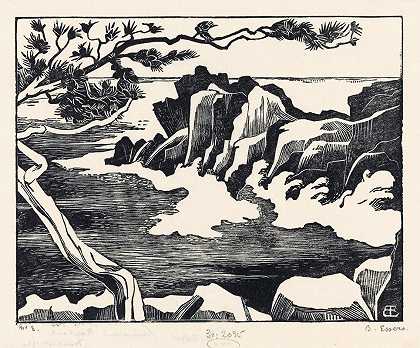 圣拉斐尔岩石海岸`Rotskust bij Saint~Raphaël (1930) by Bernard Essers