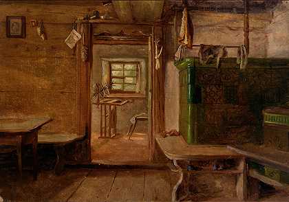 Elifalet Fraser Andrews的一栋房子的屋内`Interior of a House by Eliphalet Fraser Andrews