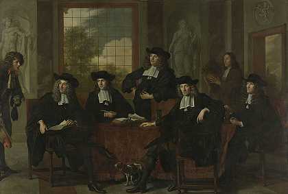 阿姆斯特丹医学院院长，1683年`The Superintendents of the Collegium Medicum in Amsterdam, 1683 (1683) by Adriaen Backer
