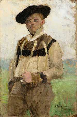 朱尔斯·亚历克西斯·穆尼尔肖像`Portrait of Jules~Alexis Muenier (1887) by Pascal-Adolphe-Jean Dagnan-Bouveret