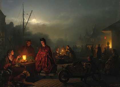 夜市`The night market by Petrus van Schendel