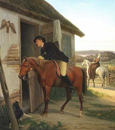 在路上。接头的钥匙`På en ridetur. Nøglen til leddet (1870) by Jørgen Sonne