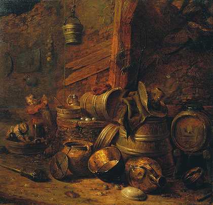 Pieter Jansz的酒窖屋内设计。奎斯特`Cellar Interior (1636) by Pieter Jansz. Quast