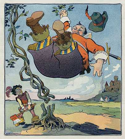 伍德罗和豆茎`Woodrow and the bean~stalk (1912) by Louis Glackens