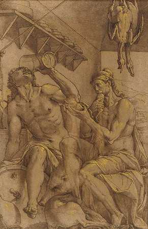 暴食寓言`Allegory of Gluttony (1590) by Jacopo Ligozzi