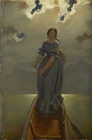 船长（格蒙德湖的玛丽·斯潘男爵夫人）`Die Schifferin (Baronin Marie Spaun am Gmundner See) (1851) by Moritz Von Schwind